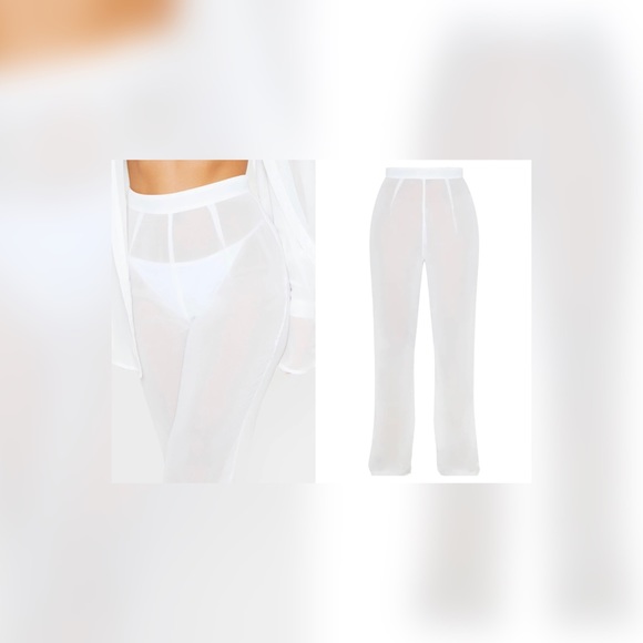 Pretty Little Thing White Sheer Beach Pants - BRAND NEW WITH TAGS - Picture 2 of 3